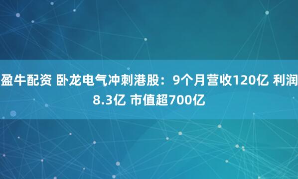 盈牛配资 卧龙电气冲刺港股：9个月营收120亿 利润8.3亿 市值超700亿