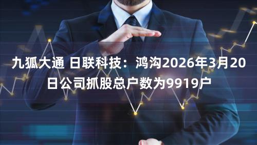 九狐大通 日联科技：鸿沟2026年3月20日公司抓股总户数为9919户