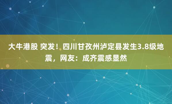 大牛港股 突发！四川甘孜州泸定县发生3.8级地震，网友：成齐震感显然